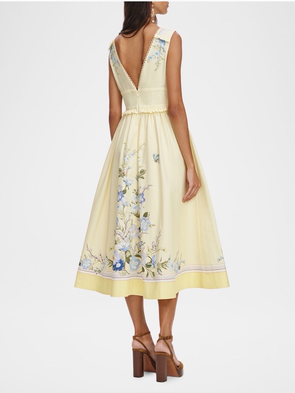 Self-Portrait Bow-detailed floral-print cotton midi dress, New - Picture 4 of 9